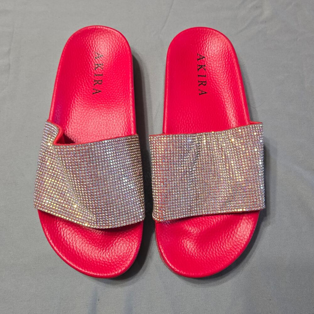 Akira Sz EU 38 / US 7 Rhinestone Slides Sandals